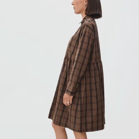 Everlane Brown Plaid Mini Dress - Picture 4 of 14